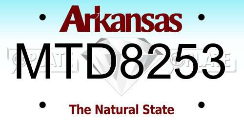 MTD8253 Arkansas License Plate
