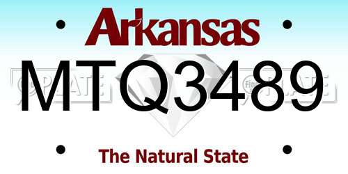 MTQ3489 Arkansas License Plate