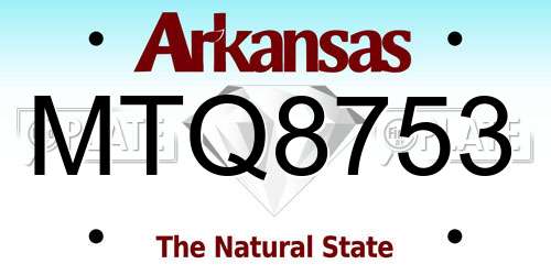 MTQ8753 Arkansas License Plate