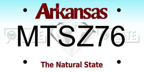 MTSZ76 Arkansas License Plate