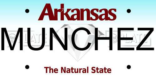 MUNCHEZ Arkansas License Plate