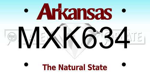 MXK634 Arkansas License Plate