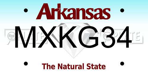 MXKG34 Arkansas License Plate