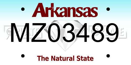 MZ03489 Arkansas License Plate