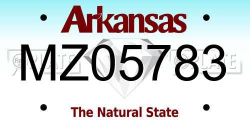 MZ05783 Arkansas License Plate