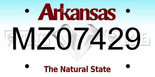 MZ07429 Arkansas License Plate