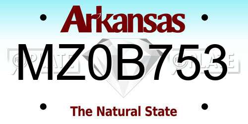 MZ0B753 Arkansas License Plate