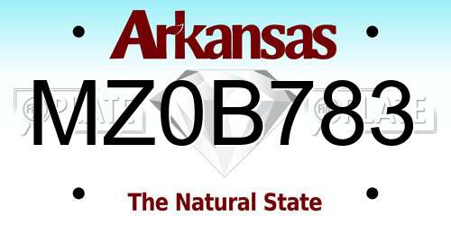 MZ0B783 Arkansas License Plate