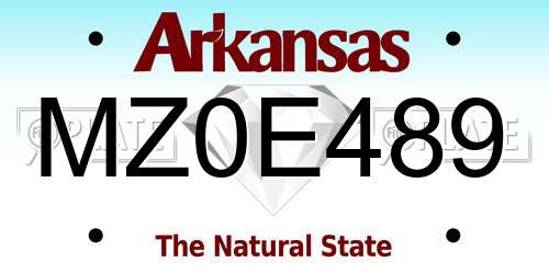 MZ0E489 Arkansas License Plate