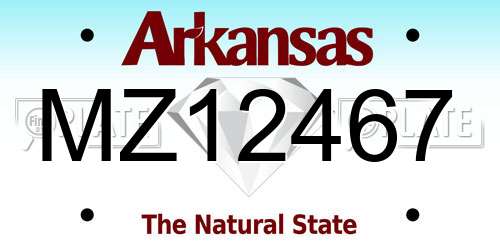 MZ12467 Arkansas License Plate