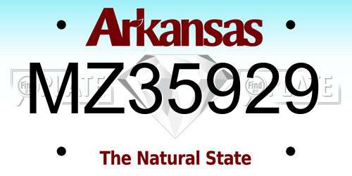 MZ35929 Arkansas License Plate
