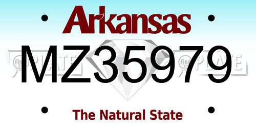 MZ35979 Arkansas License Plate