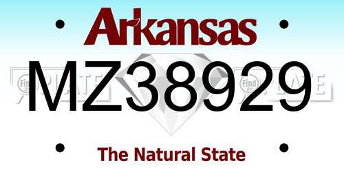 MZ38929 Arkansas License Plate