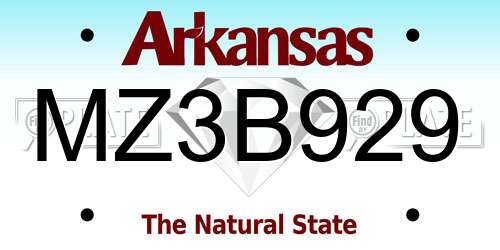 MZ3B929 Arkansas License Plate