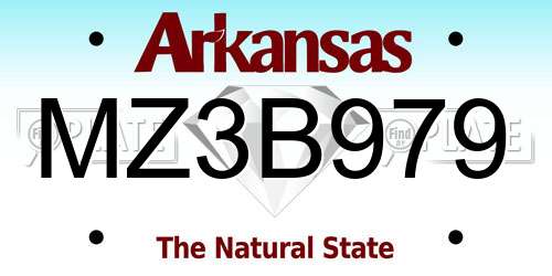 MZ3B979 Arkansas License Plate