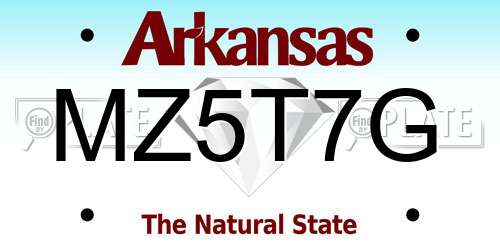 MZ5T7G Arkansas License Plate