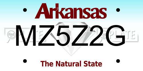 MZ5Z2G Arkansas License Plate