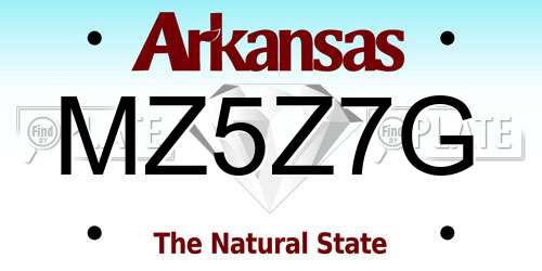 MZ5Z7G Arkansas License Plate