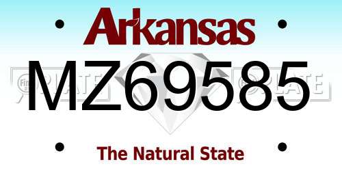 MZ69585 Arkansas License Plate