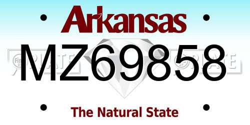 MZ69858 Arkansas License Plate