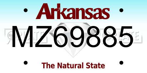 MZ69885 Arkansas License Plate