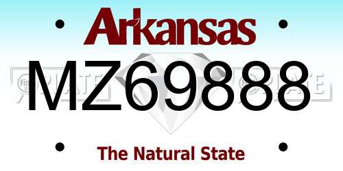 MZ69888 Arkansas License Plate