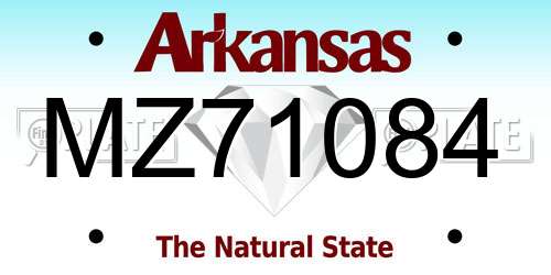 MZ71084 Arkansas License Plate