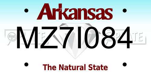 MZ7I084 Arkansas License Plate