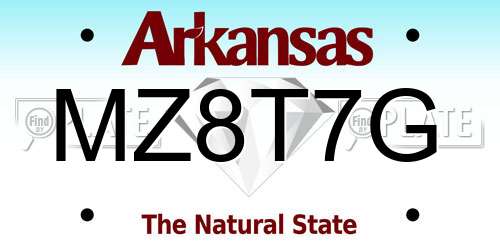 MZ8T7G Arkansas License Plate