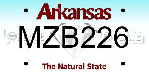 MZB226 Arkansas License Plate
