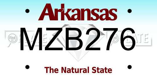 MZB276 Arkansas License Plate
