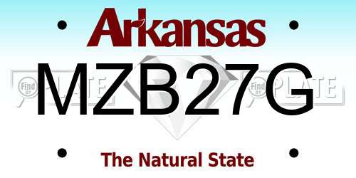 MZB27G Arkansas License Plate