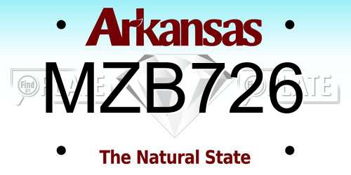 MZB726 Arkansas License Plate