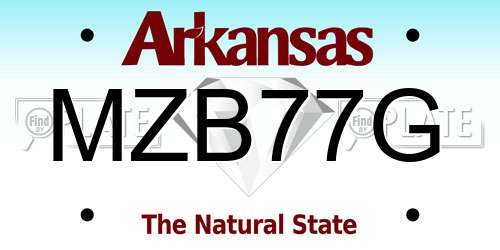 MZB77G Arkansas License Plate
