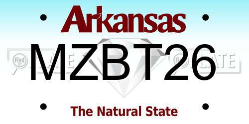 MZBT26 Arkansas License Plate