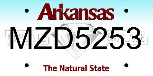 MZD5253 Arkansas License Plate