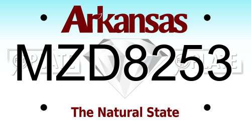 MZD8253 Arkansas License Plate