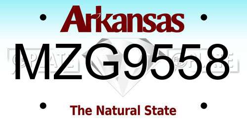 MZG9558 Arkansas License Plate