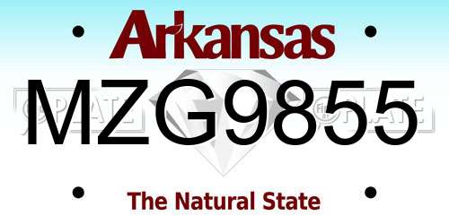 MZG9855 Arkansas License Plate