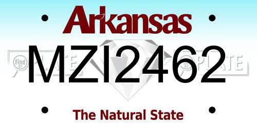 MZI2462 Arkansas License Plate