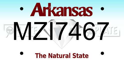MZI7467 Arkansas License Plate