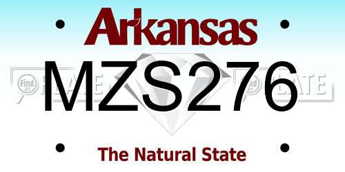 MZS276 Arkansas License Plate