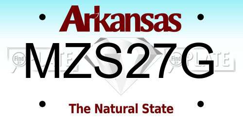 MZS27G Arkansas License Plate