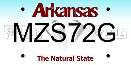 MZS72G Arkansas License Plate
