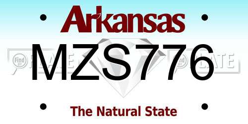 MZS776 Arkansas License Plate