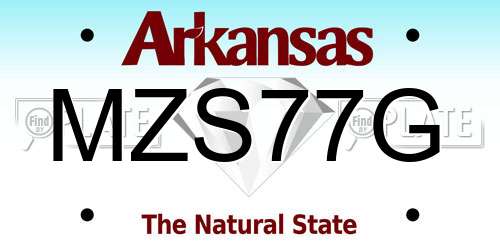 MZS77G Arkansas License Plate