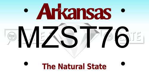 MZST76 Arkansas License Plate