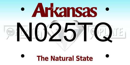 N025TQ Arkansas License Plate