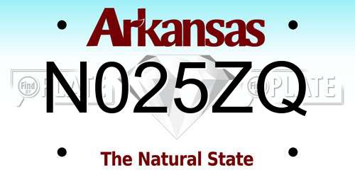 N025ZQ Arkansas License Plate