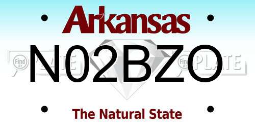 N02BZO Arkansas License Plate